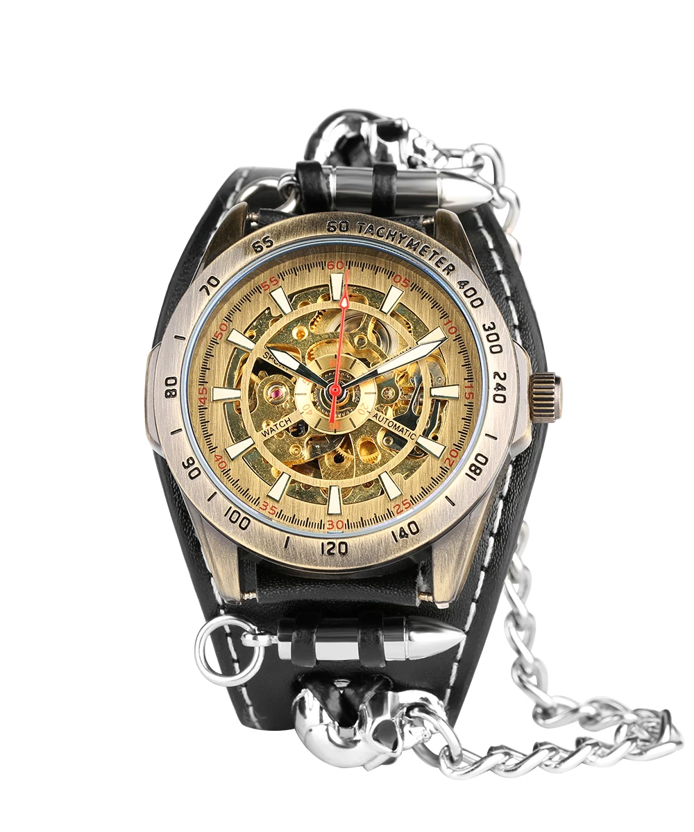 Automatic Mechanical Watch Punk Skeleton Leather Waterproof Automatic-self-winding Wrist Watches Male Gifts Cool Men Clock Automatic Mechanical Watch Punk Skeleton Leather Waterproof Automatic-self-winding Wrist Watches Male Gifts Cool Men Clock