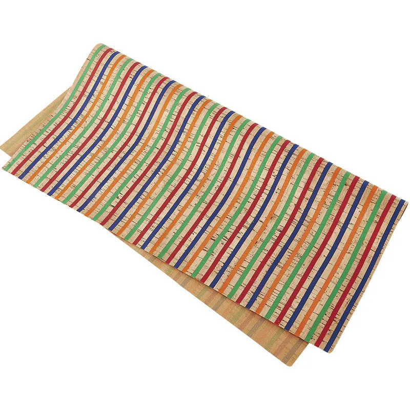 

Lychee Life A4 Rainbow Striped Cork Fake Leather High Quality Synthetic Leather DIY Sewing Material For Handbag Garments