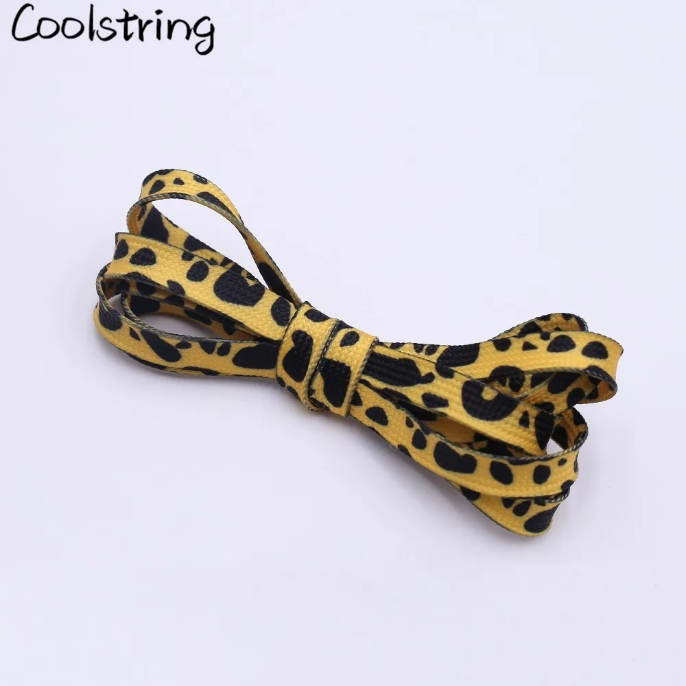 

Coolstring Fashion Trend 7mm Polyester Digital Printed Leopard Flat Sports Laces Thermal Transfer Shoelaces Custom Made Latchet