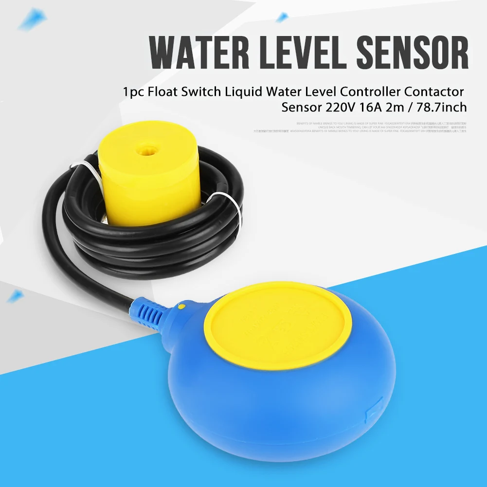 

1 pcs Float Switch Liquid Water Level Controller Contactor Sensor 220V 16A 2m / 78.7inch Controller Float Switch Liquid