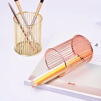 

Nordic Iron Pen Holder Container Rose Gold Storage Basket Kitchen Bathroom Sundries Storage Simple Chopsticks Box