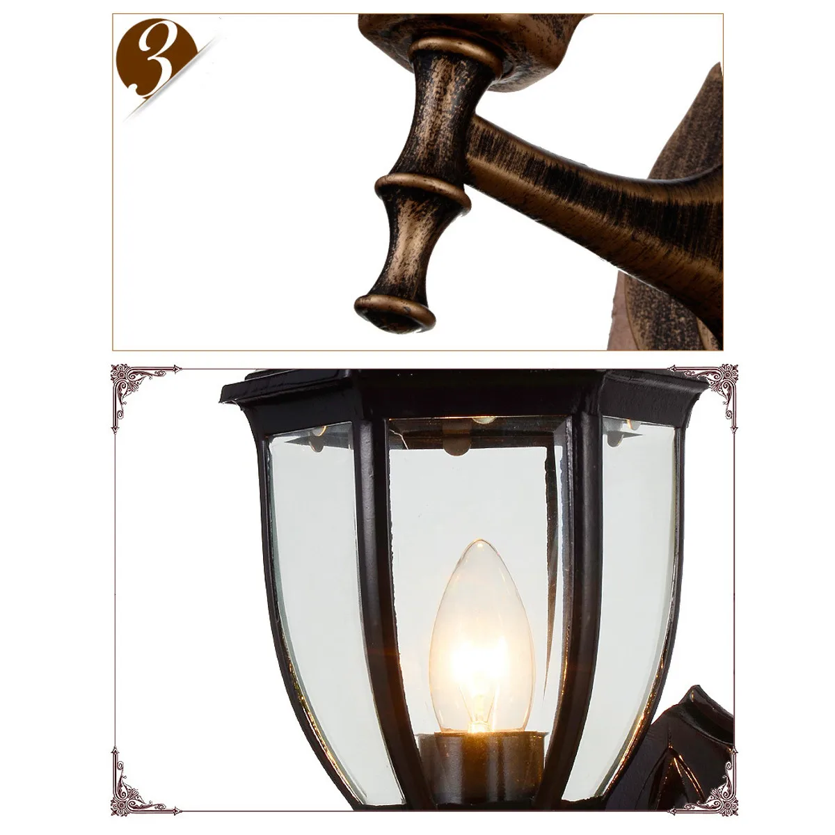 Home Outdoor Garland Retro Wall Rain-Proof Lights Lamp Fixture Garden Porch Patio Aluminum Lantern Cube Led Decoration