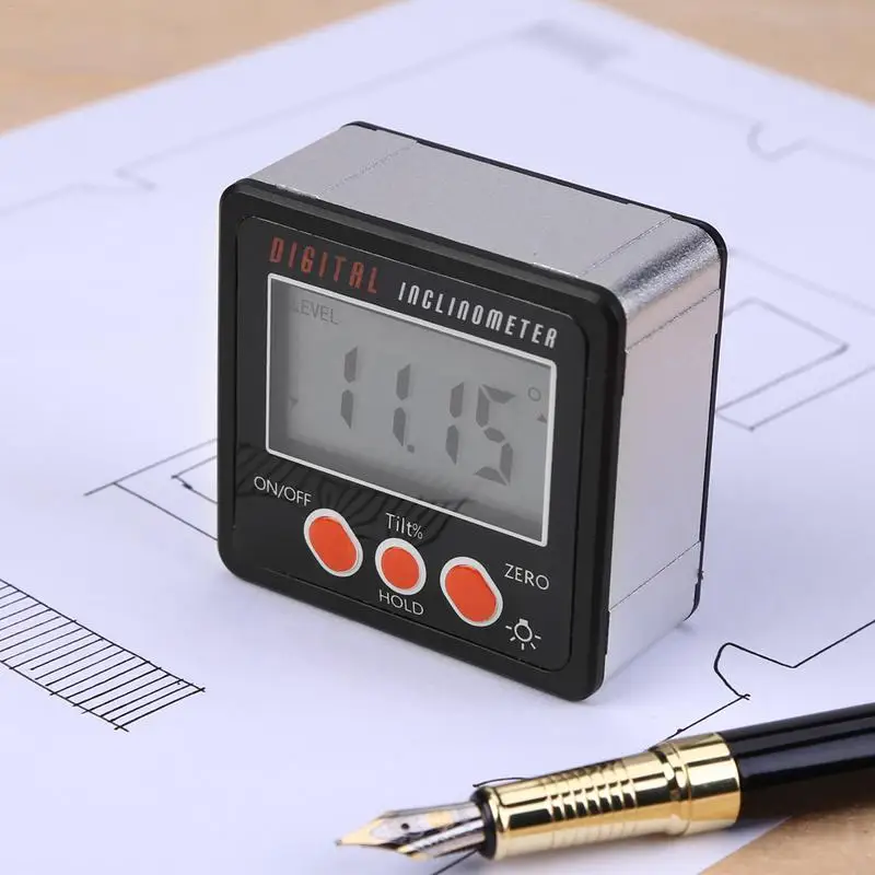 

Digital Protractor Inclinometer Waterproof Bevel Box Gauge Mini LCD Green Backlight Display Angle Finder Protractor