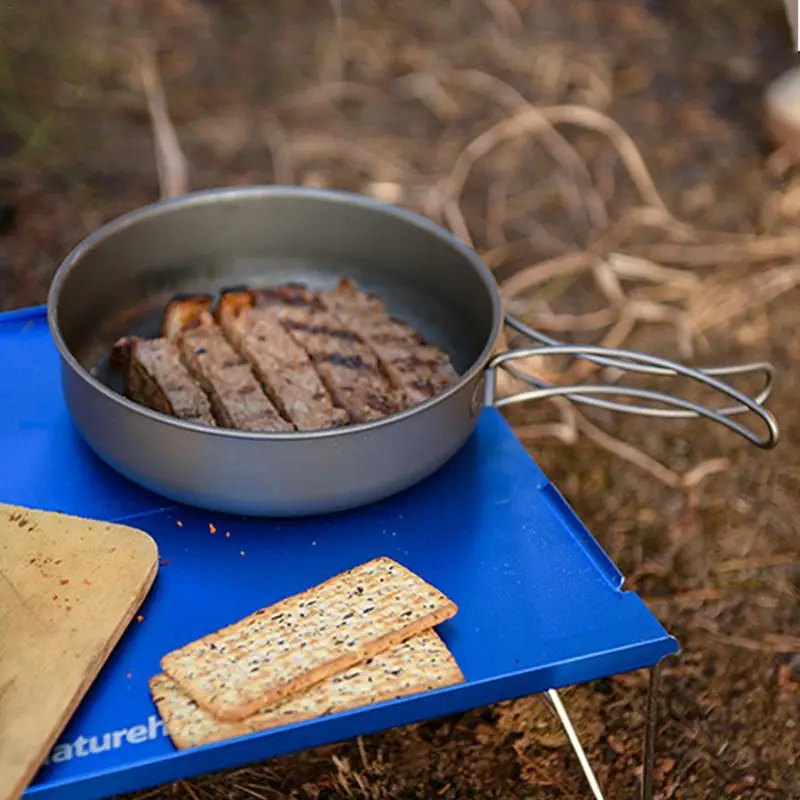 2019 portátil al aire libre de titanio olla sartén ultraligero Camping senderismo Picnic juego de vajilla con empuñadura plegable