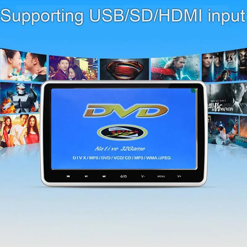 

10.1 inch Digital Screen Tablet-Style Car Headrest DVD Player Touch Key Plug and Play Rear-Seat Entertainment Vehicle Mounted MP