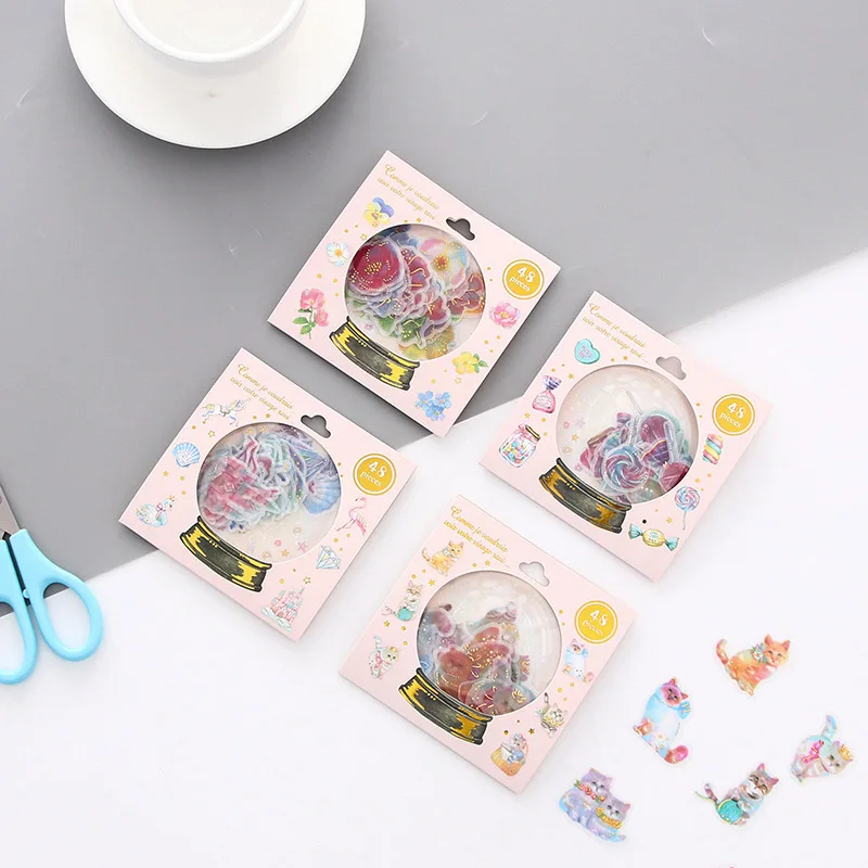 

Cute Gold Foil Stickers Kawaii Crystal Bulb Fruits Animals Dessert Adhesive Stationery Stickers For Kids Scrapbooking Diy Albums
