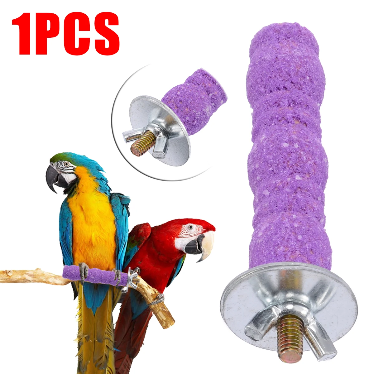 

1pc Pet Paw Grinding Cage Perchs Stand 8x2cm Random Colors For Bird Parakeet Parrot Toys
