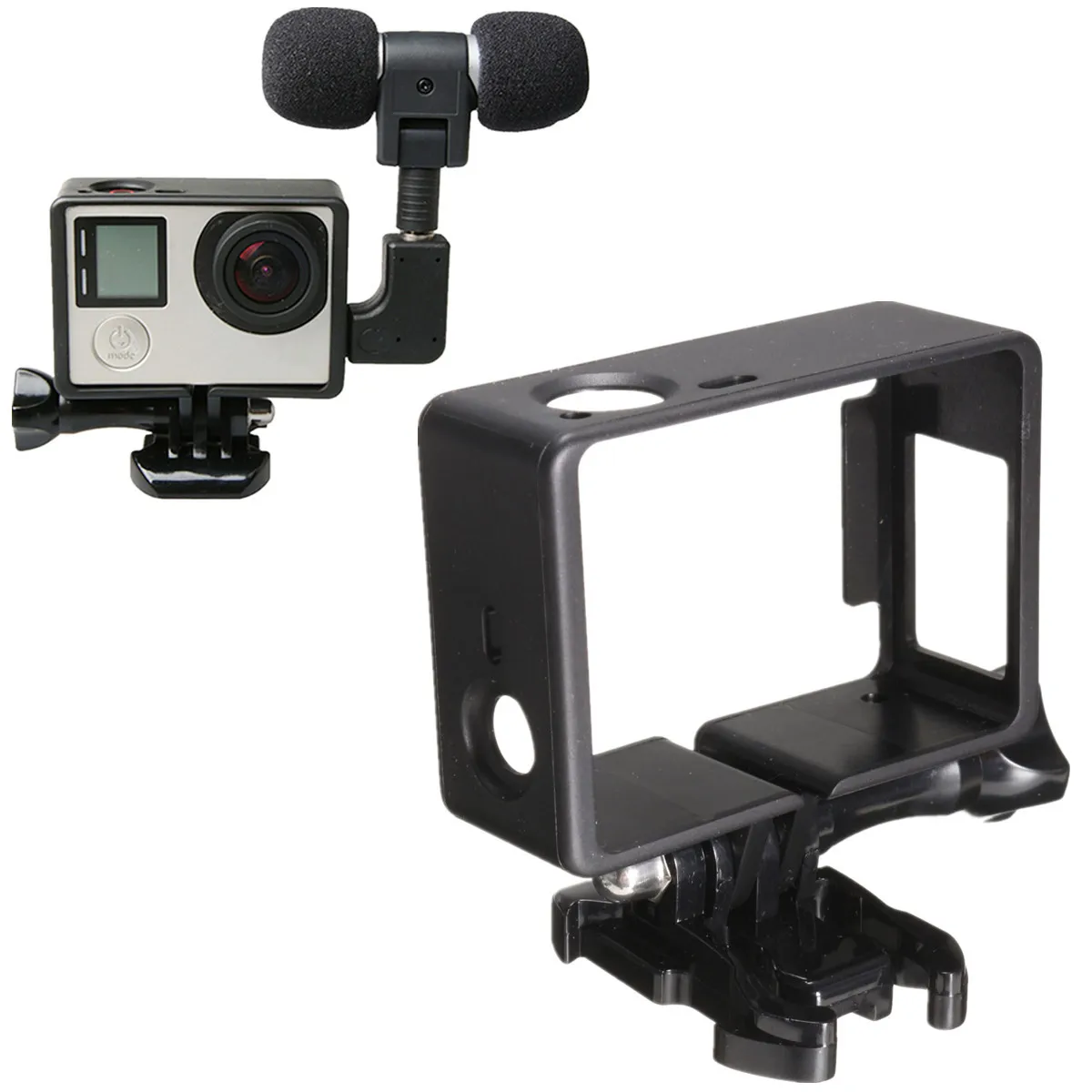

Camera Accessory Housing Case Shell Protector External Microphone Mic + Adapter + Standard Frame Kit Fit For GoPr Hero 4 3+ 3