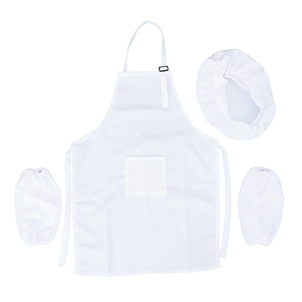 

3Pcs Chef Set Complete Kids Kitchen Gift Playset with Chefs Hat Apron Cooking Sleeve for Kids Cooking Play (White, L)