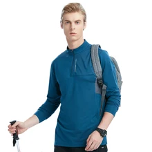 Весенне-летние мужские спортивные толстовки с длинным рукавом для пеших прогулок, горные футболки 1/4 на молнии для трекинга бега, футболки