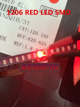

1000PCS 1206 red light emitting diode LED 3216 diode SMD 1206 led 620-625NM 100-120MCD 2,0-2.6V