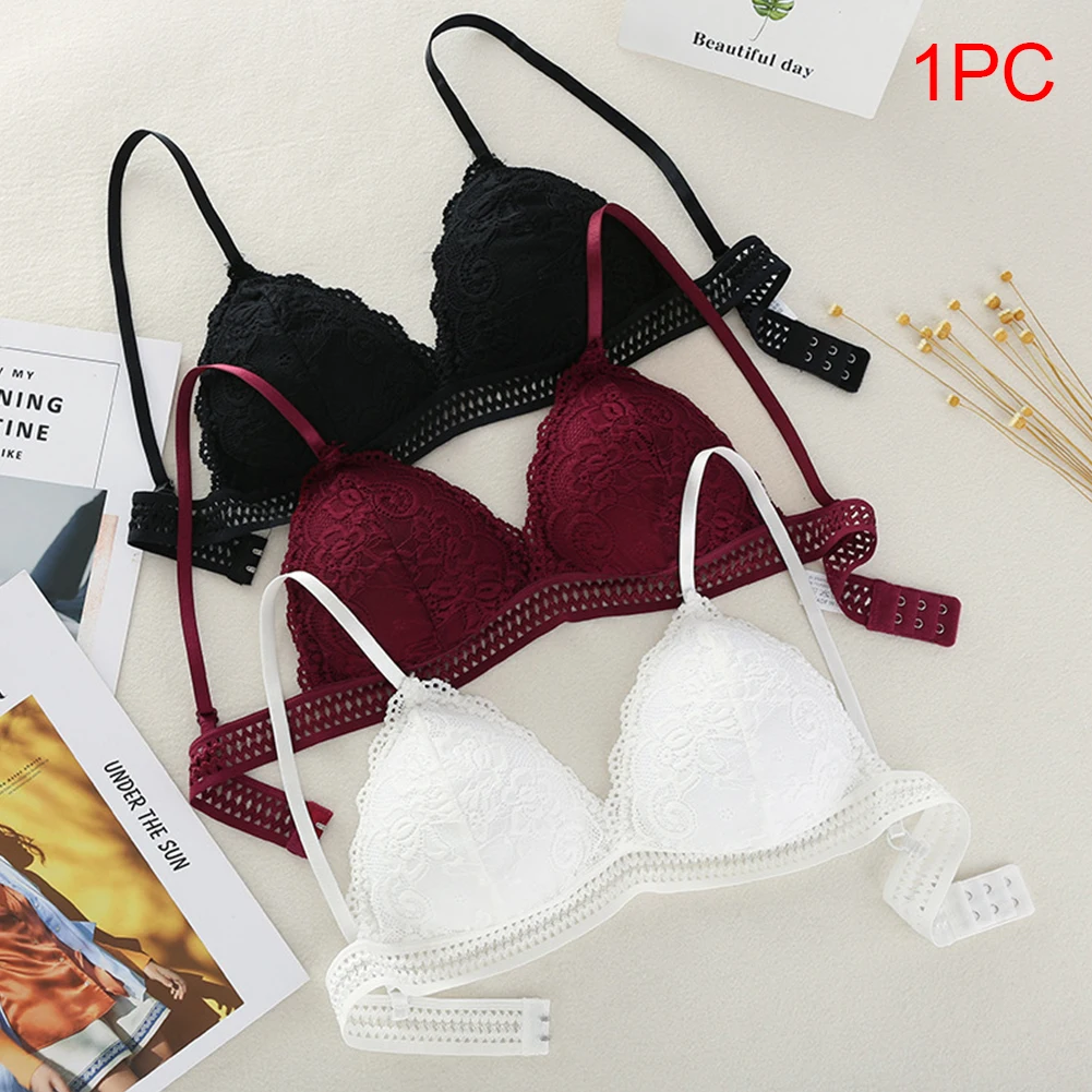 Mince Style français Bralette dentelle sans fil Triangle tasse femmes Lingerie douce soutien-gorge sous-vêtements sans couture V profond filles