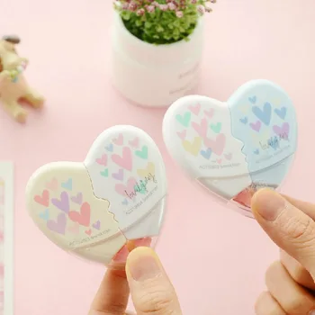 

Hot 2 Pcs/pair Love Heart Correction Tape Material Escolar Kawaii Couple Correction Belt Stationery Office School Supplies 10M