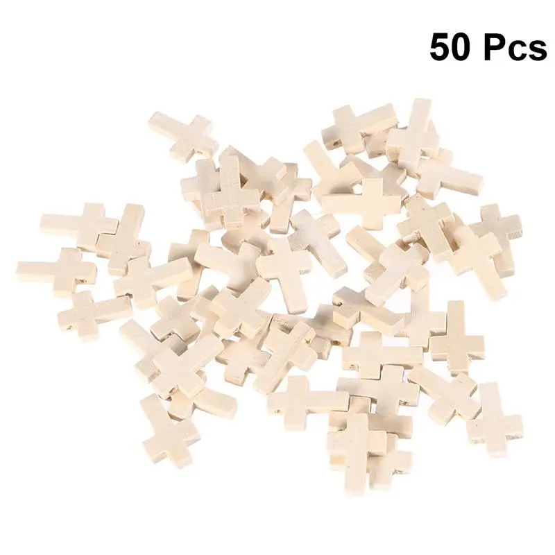 

50PC Wooden Unfinished Cross Pendants Beads Dyed Natural Polished Embellishments DIY Craft Decor For Art Wedding DIY Decoration