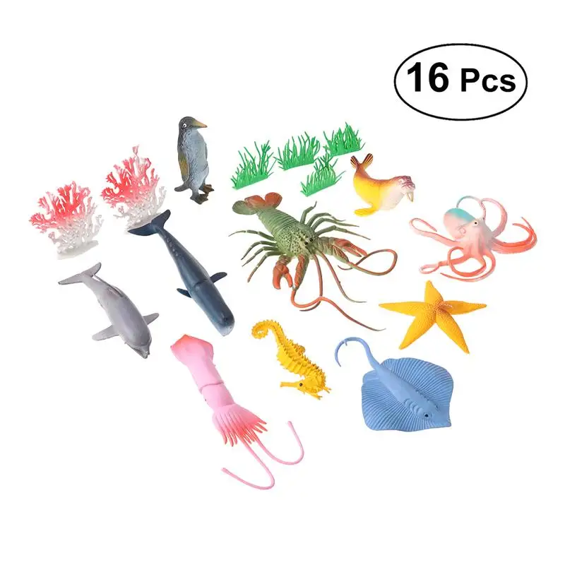 16 Pcs Sea Animal Toy Similation Fun Plastic Sea Animal Toy Educational