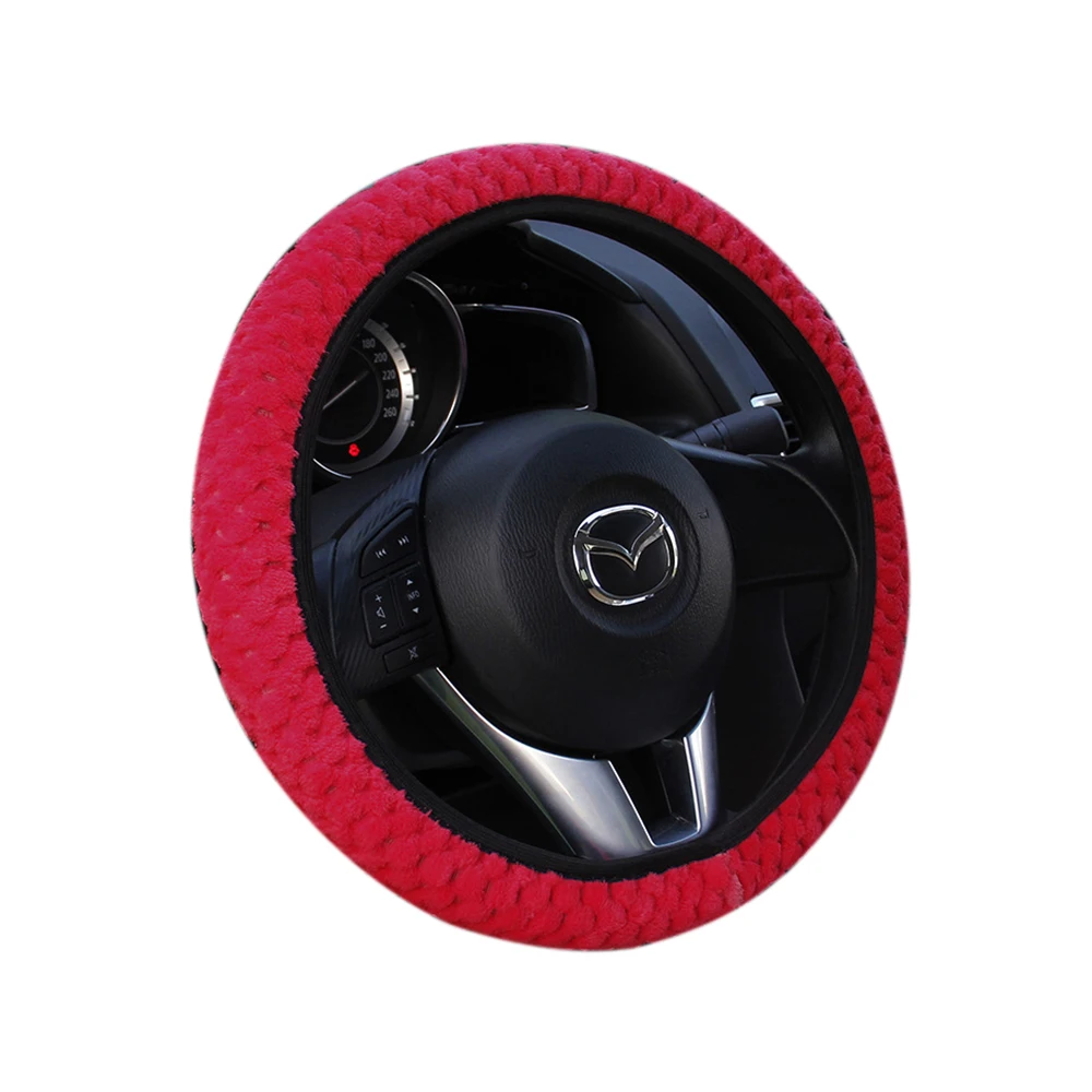 Universal Soft Warm Plush Covers Car Steering Wheel Cover Pearl Velvet