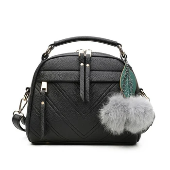 

Hazy Beauty Quality Leather Female Top-handle Bags Small Women Crossbody Bag Hair Ball Shoulder Bag Cute Messenger Handbags