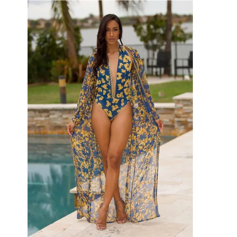 

Meihuida Swimwear Womens Sexy 2019 One Piece Boho Swimsuit V Neck Backless Bikini Monokini Swimwear Bathing Suit Women Clothings