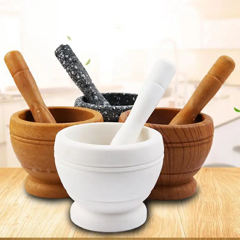 Classic Resin Mortar Pestle Set Guacamole Herbs Spice Grinder Bowl Food