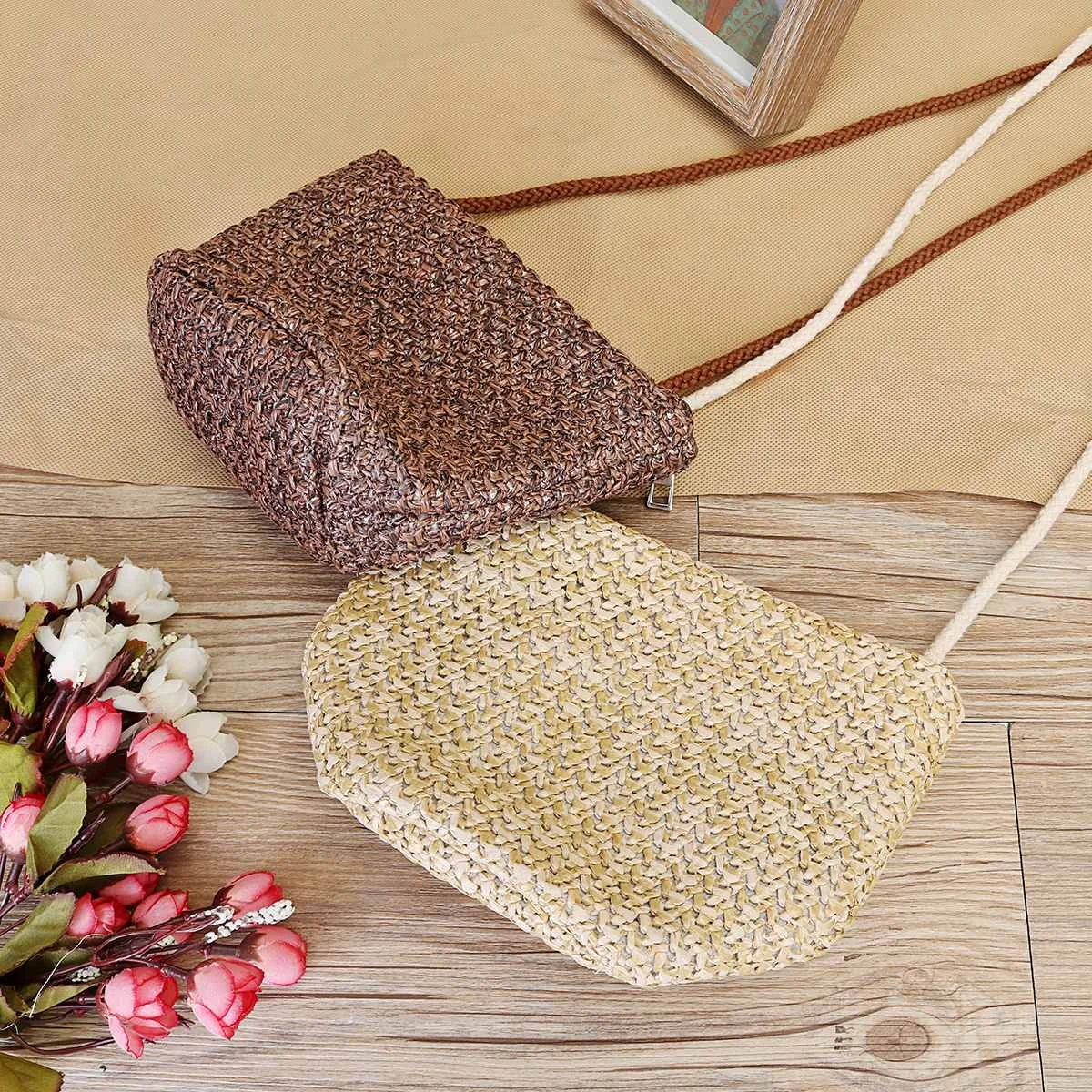 النساء القش الروطان صغيرة حقيبة يد Crossbody اليد المنسوجة الشاطئ البوهيمي حقيبة كتف السيدات حقيبة يد من القشّ النساء القش الروطان صغيرة حقيبة يد Crossbody اليد المنسوجة الشاطئ البوهيمي حقيبة كتف السيدات حقيبة يد من القشّ