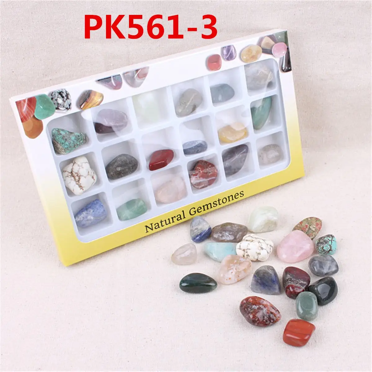 

1 Box Natural Gemstones Stones Mineral Rock Starter Kit Variety Collection Crystals Kit Mineral Geological Teaching Materials