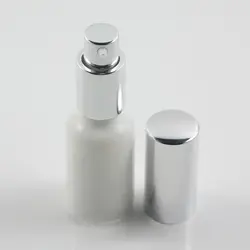 Высокое качество 20 мл белая стеклянная бутылка с серебряной насоса бутылочка для косметики