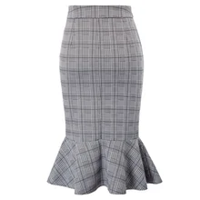 Kate Kasin дамы клетчатый карандаш юбка покроя "Русалка" облегающее бедра облегающее офисное Лидер продаж