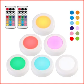 

1/3/6PCS RGB LED Closet Light Wireless Dimmable Touch Sensor Under Cabinet Light LED Puck Light Wardrobe Night Lights