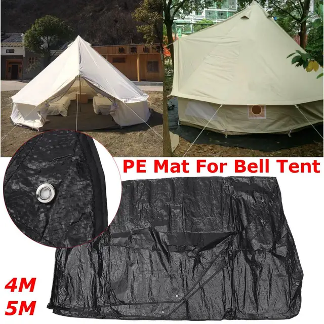 Cheap 4M/5M Black Waterproof PE Mat Carpet Large Matting Alternative Equipping For Bell Tent Outdoor Camping Hiking  Tent Accessories