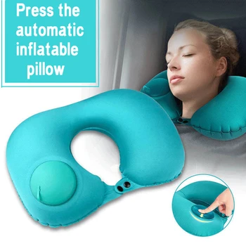 

U-Shaped Pillow Neck U-pillow Cervical Airplane Travel Pillow Automatic Inflatable Travel Pillow Folding Travel Headrest Cushion