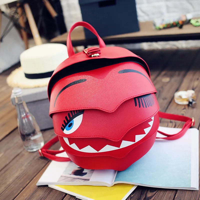 

Personality Men's and women's backpack PU Pangolin Shap Backpack funny big eyes monster backpack mini eyes printing shoulder bag