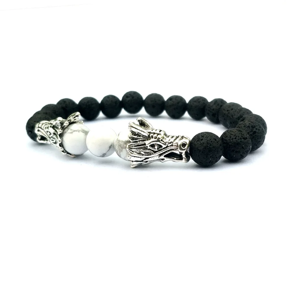 Дракон головы 8 мм Howlite камень искусственный эфирное масло диффузор браслеты