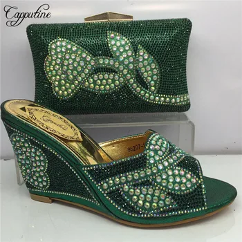 

Capputine African Style Wedges Shoes And Bags Set Italy Woman High Heels Shoes And Bag Set For Party Dress Size 37-42 BL185C