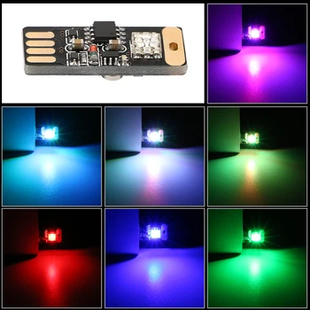 

Mini Auto Decorative Lamp Voice and Touch Control Emergency Lighting 7 Colors Car LED USB RGB Atmosphere Light Car-styling