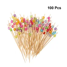 100 шт. 12 см Коктейльные шпажки вручную квадратные восьмиугольная бусина фрукты набор для вечеринки трубочки для аперитива для Свадебная вечеринка