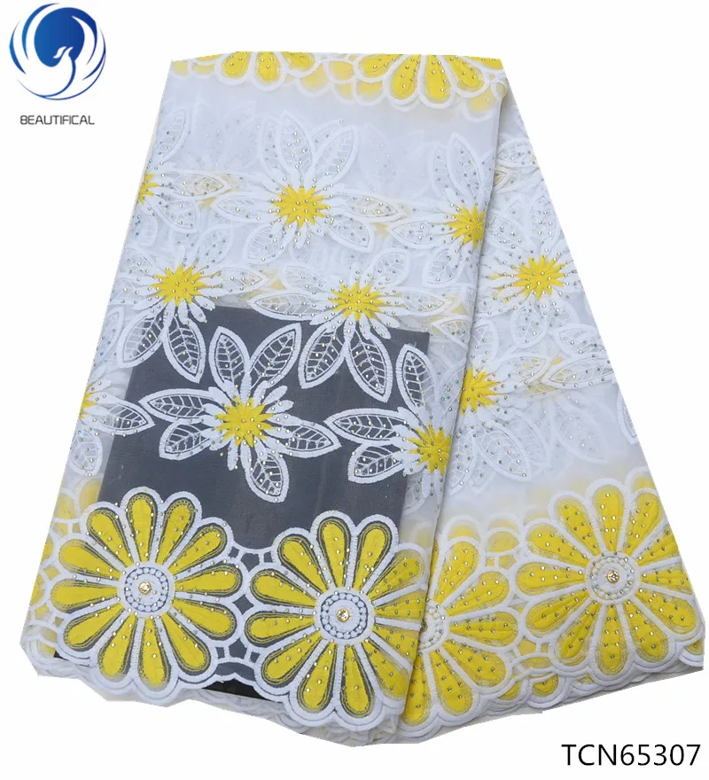 

BEAUTIFICAL latest lace fabric net lace flower fabric french lace fabric with rhinestones 5yards/piece for lady dresses TCN653