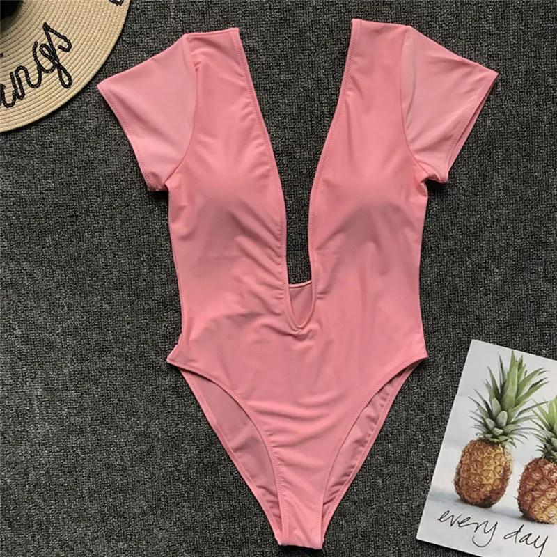 Women sexy one piece beachwear Solid Colot Hot summer bodysuits Fashion