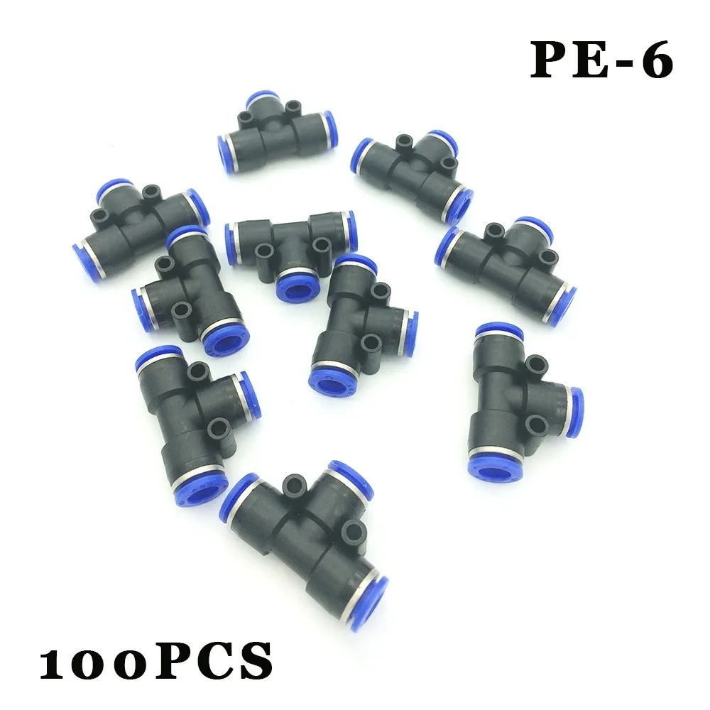 

Free shipping 100pcs/lot Blue quick quick insert T tee joint PE - 6 tee variable diameter quick connectors.