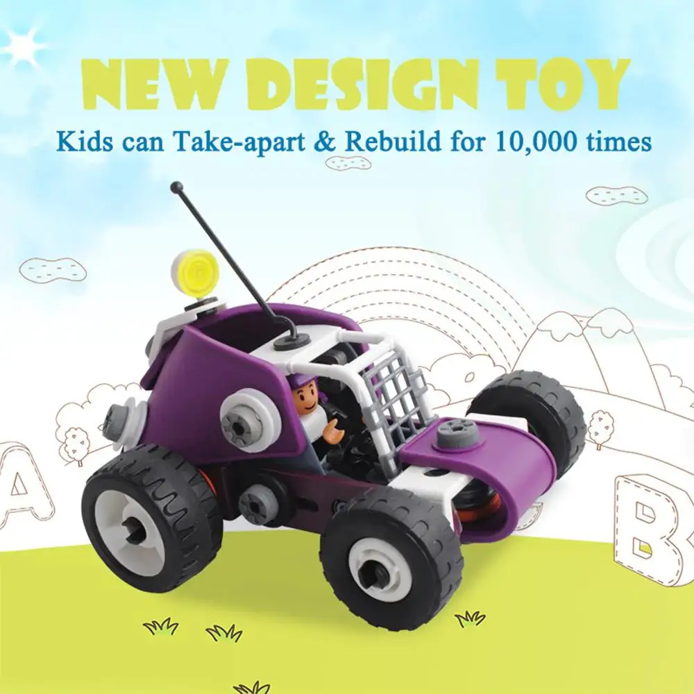 

Kids 4 In 1 Diy Assembly Blocks Nut Engineering Vehicle Puzzle Toy Assembling Building Blocks Engineering Car Creative Toys