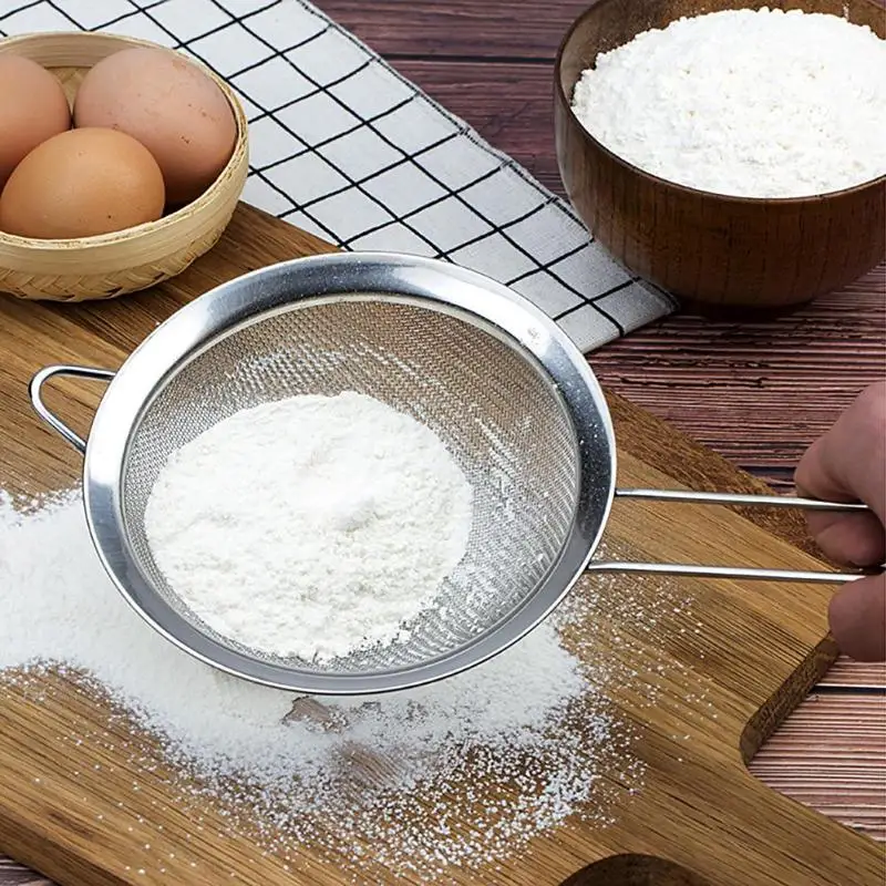 8 14cm Stainless Steel Flour Sifter Handheld Manual Flour Sugar Icing