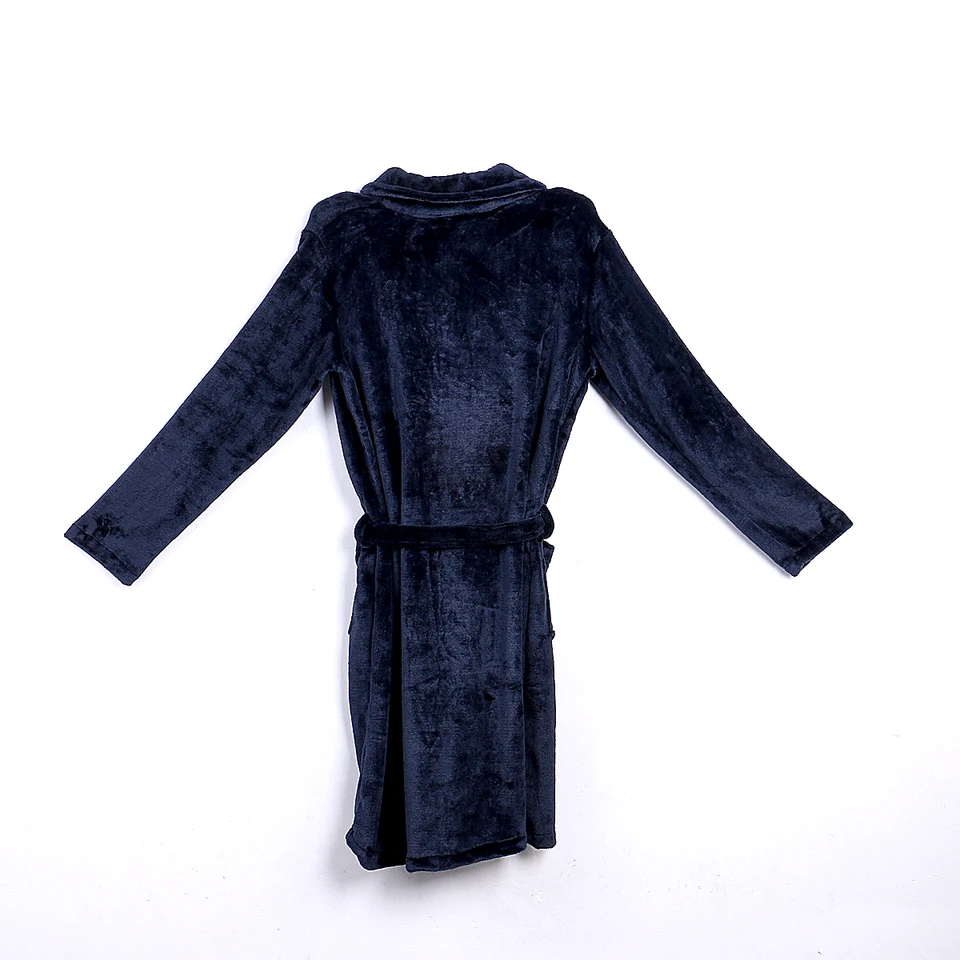 mens black fleece dressing gown