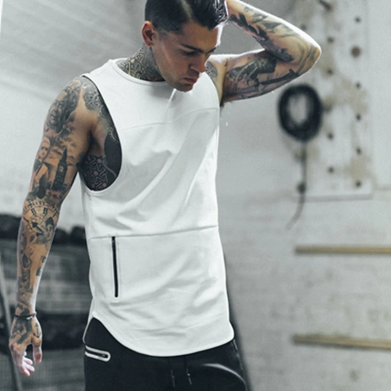

New Mens Sleeveless Tee Tops Summer Solid Cotton Male Workout Tops Gyms Clothing Bodybuilding Undershirt Fitness Sport Shirt Men
