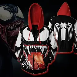 Дропшиппинг Лето Осень Новые толстовки Venom 3D печать повседневная с длинными рукавами с капюшоном Карманный пуловер для мужчин's женские