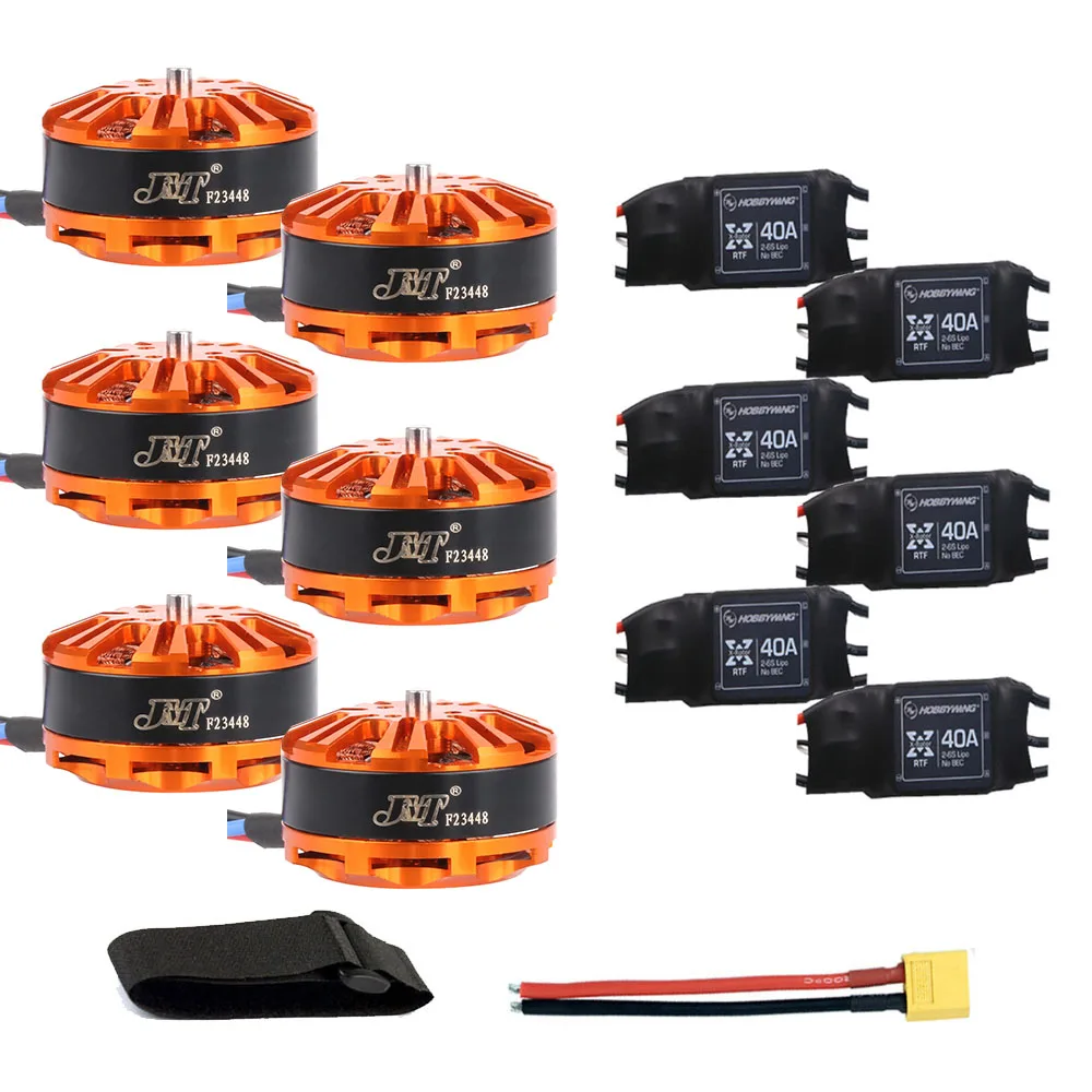 

DIY 6-axle Aircraft Hexcopter Motor Combo 6pcs 3508 380kv Motor + 6pcs Hobbywing XRotor 40A ESC + XT60 Connector+Fastening Tape
