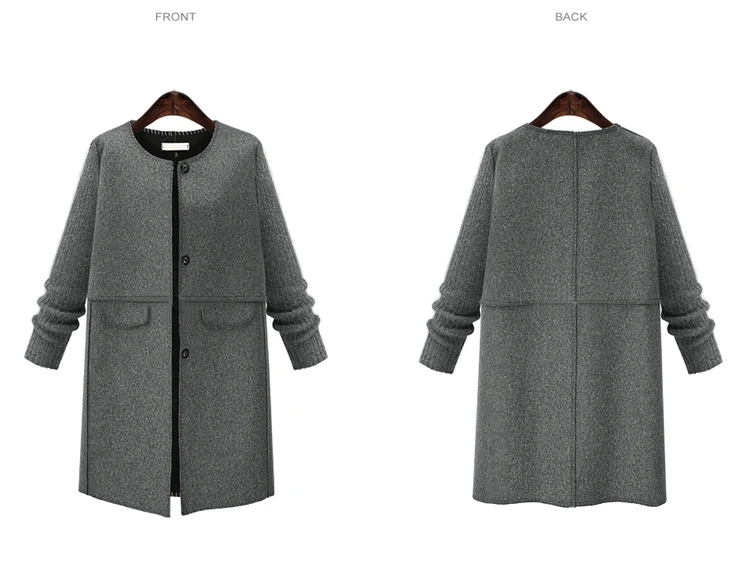 OL Autumn and winter jacket woolen coat fashion warm coats wool coat women plus size 5XL COATS gray jacket