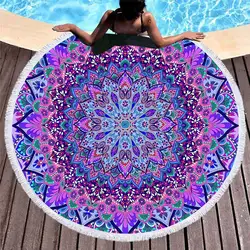 Богемный круглый пляжное полотенца красочные геометрические кисточкой гобелены Коврик для йоги из микрофибры Boho Toalla одеяло 150 см душ для