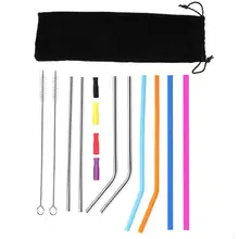 Многоразовая соломинка для питья с чистящей щеткой из нержавеющей стали Металлические DIY молочный чай кружки для сока украшение дома сумка для хранения инструмента