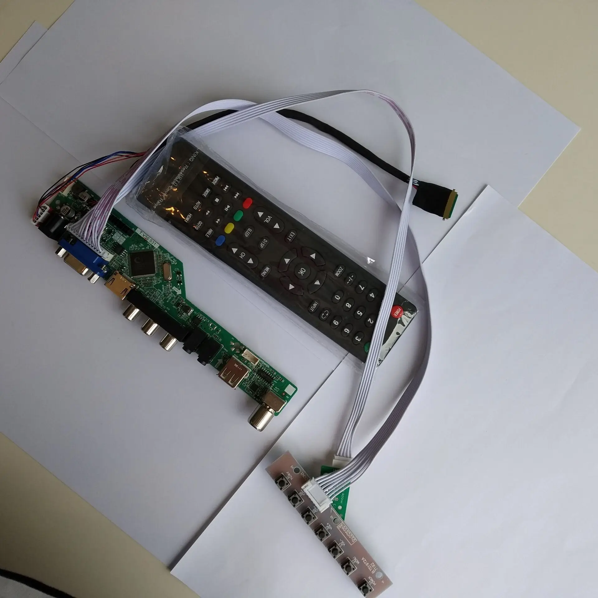 

LCD LED TV HDMI AV USB VGA AUDIO cable Controller driver Board DIY For B156XW04 V5/V6 1366X768 panel screen