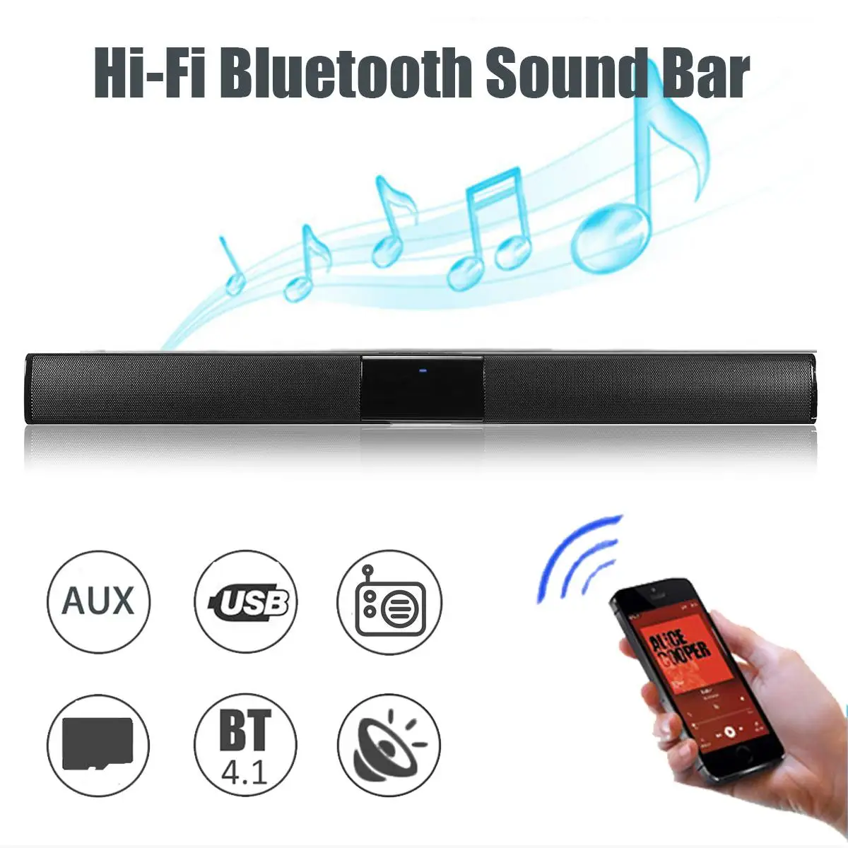

20W Wireless bluetooth Soundbar Stereo Hi-Fi Speaker Subwoofer FM TF AUX USB