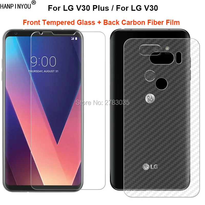 Для LG V30 V30S V35 Plus ThinQ 6," 2 шт = мягкая задняя пленка из углеродного волокна+ ультратонкая Защитная пленка для переднего экрана из закаленного стекла